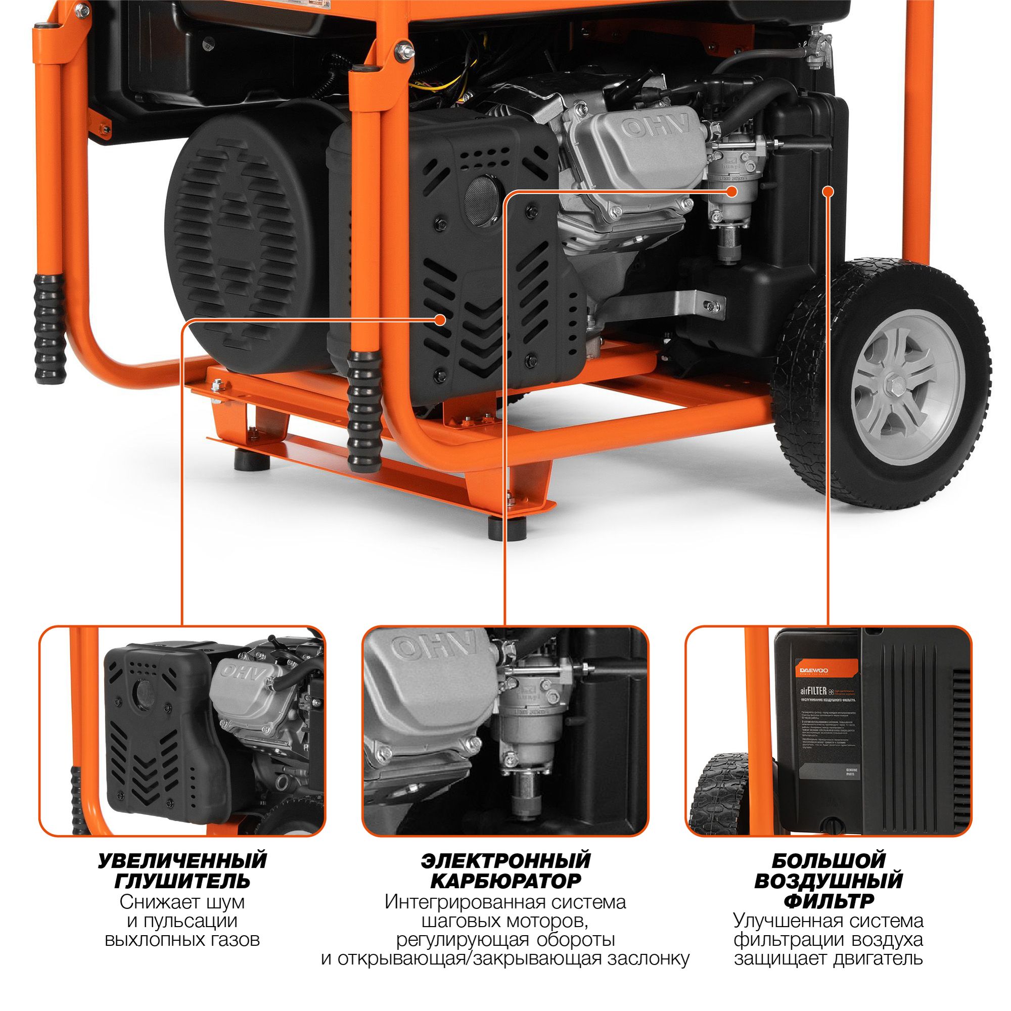 Инверторный бензиновый генератор DAEWOO GDA 11000DPEi-3