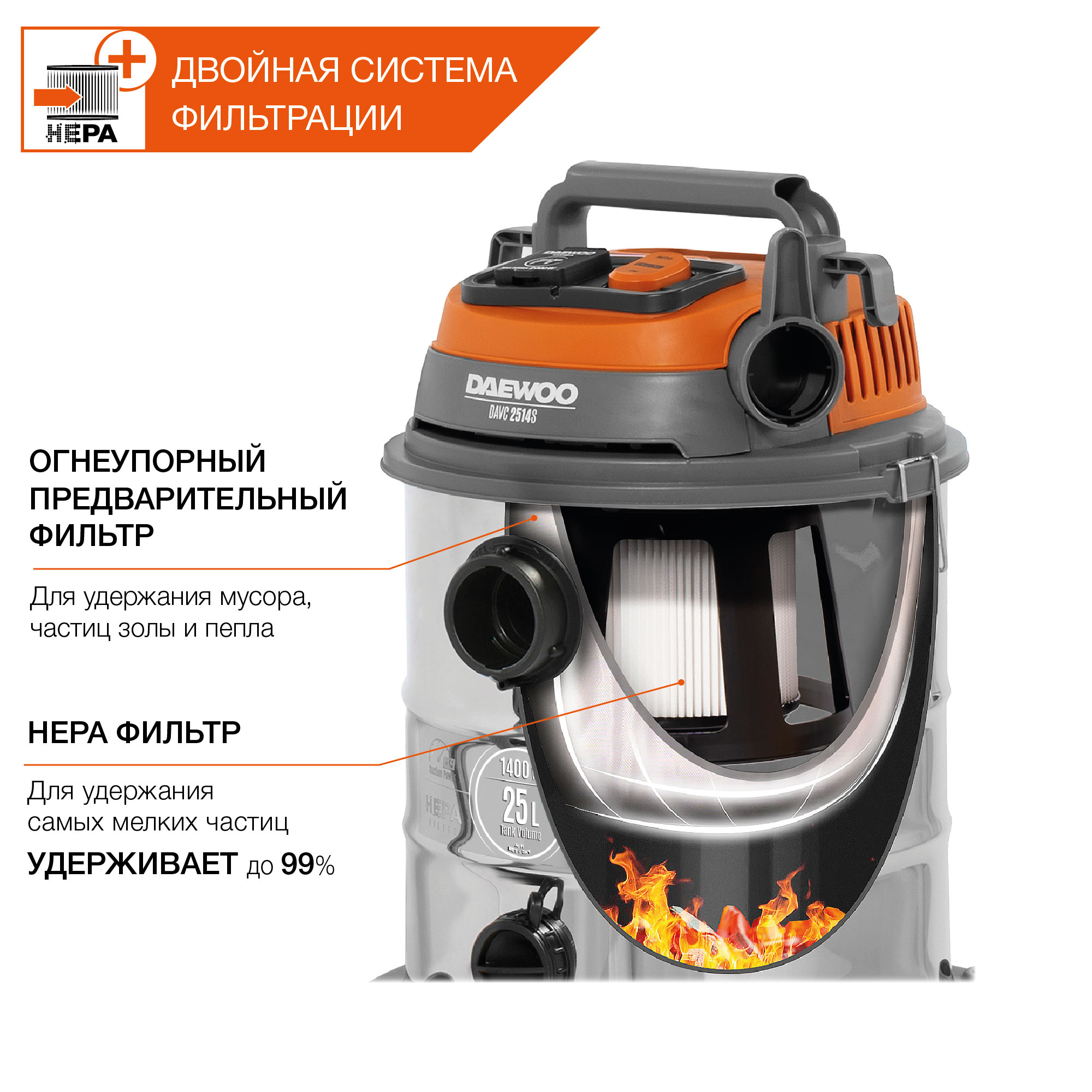 Пылесос универсальный DAEWOO DAVC 2514S