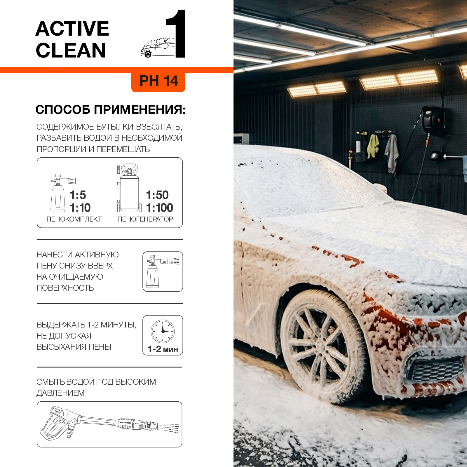Автошампунь для бесконтактной мойки ACTIVE CLEAN DAEWOO DAWS 140