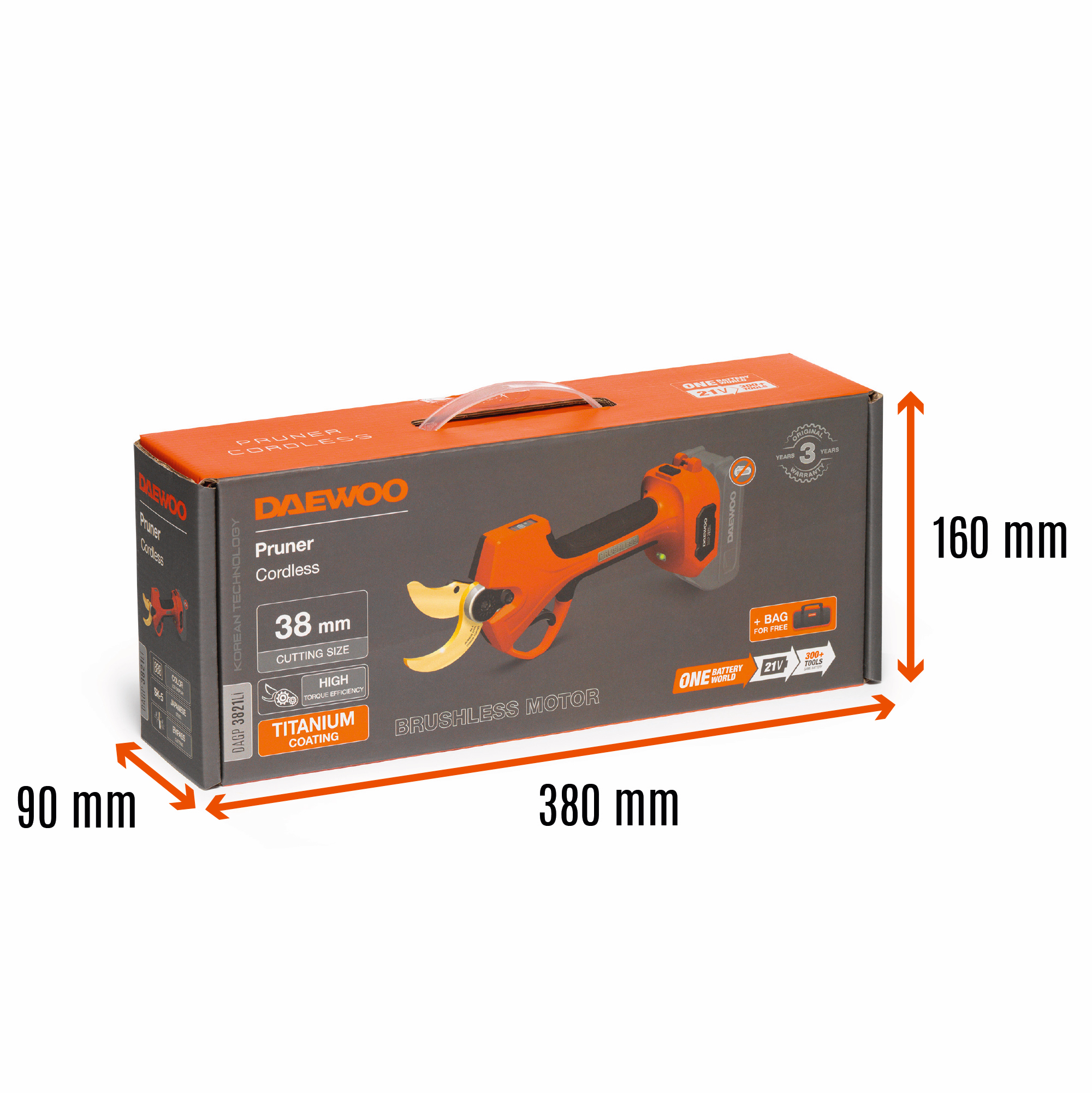 Секатор аккумуляторный DAEWOO DAGP 3821Li