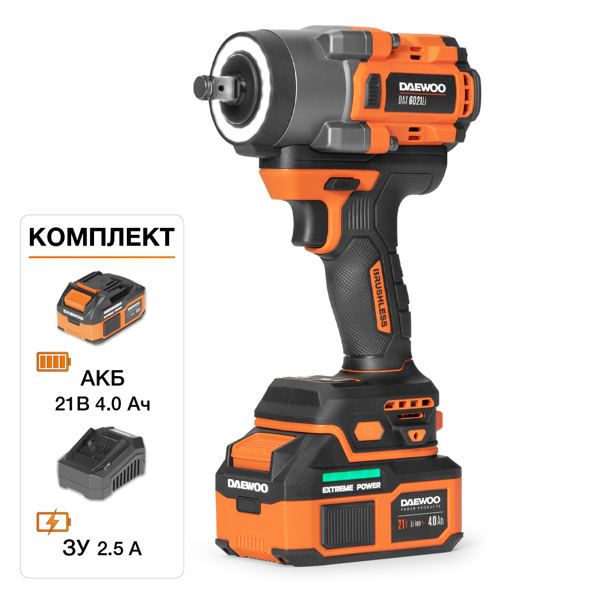 Гайковерт ударный аккумуляторный DAEWOO DAX 6021Li SET