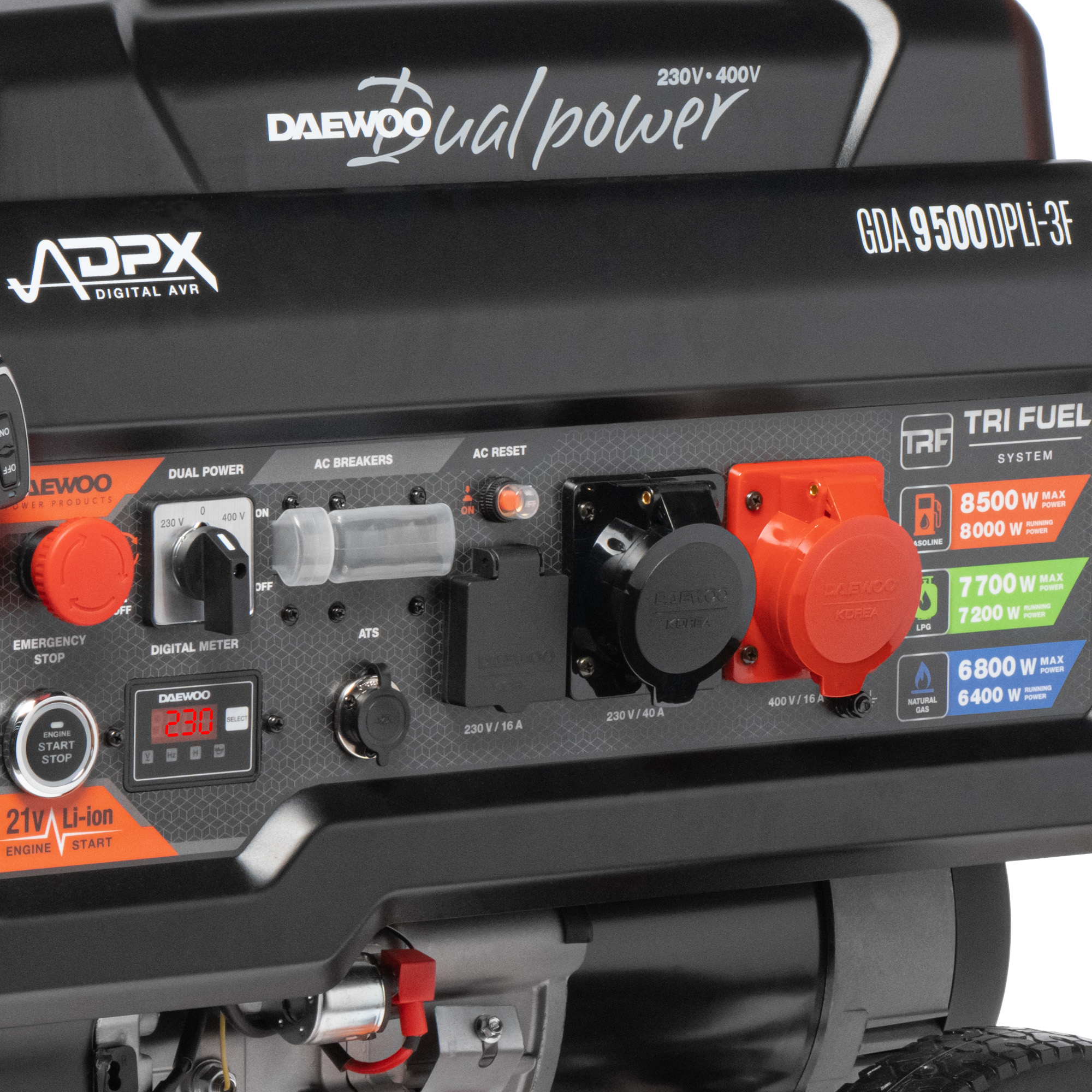 Бензиновый газовый генератор DAEWOO GDA 9500DPLi-3F