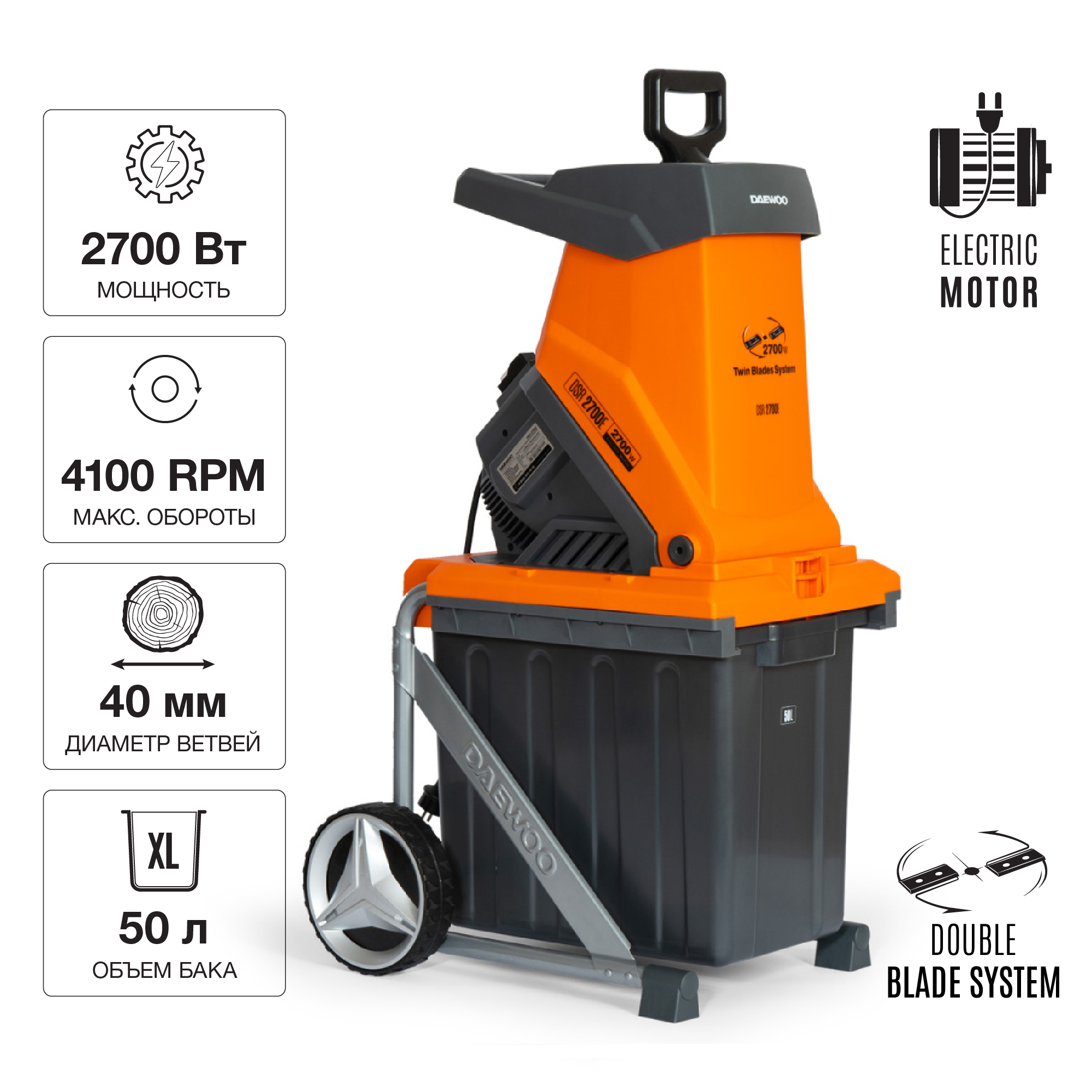 Измельчитель садовый электрический DAEWOO DSR 2700E