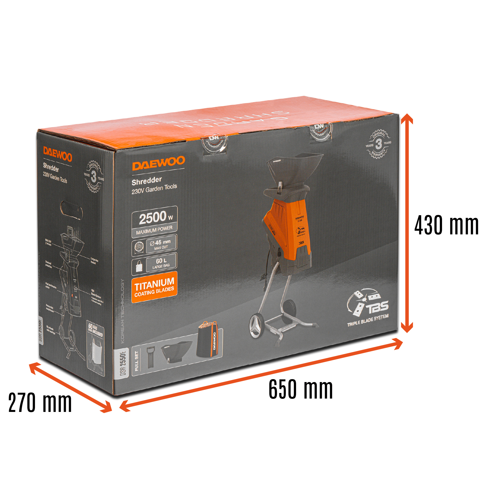 Измельчитель садовый электрический DAEWOO DSR 2550E