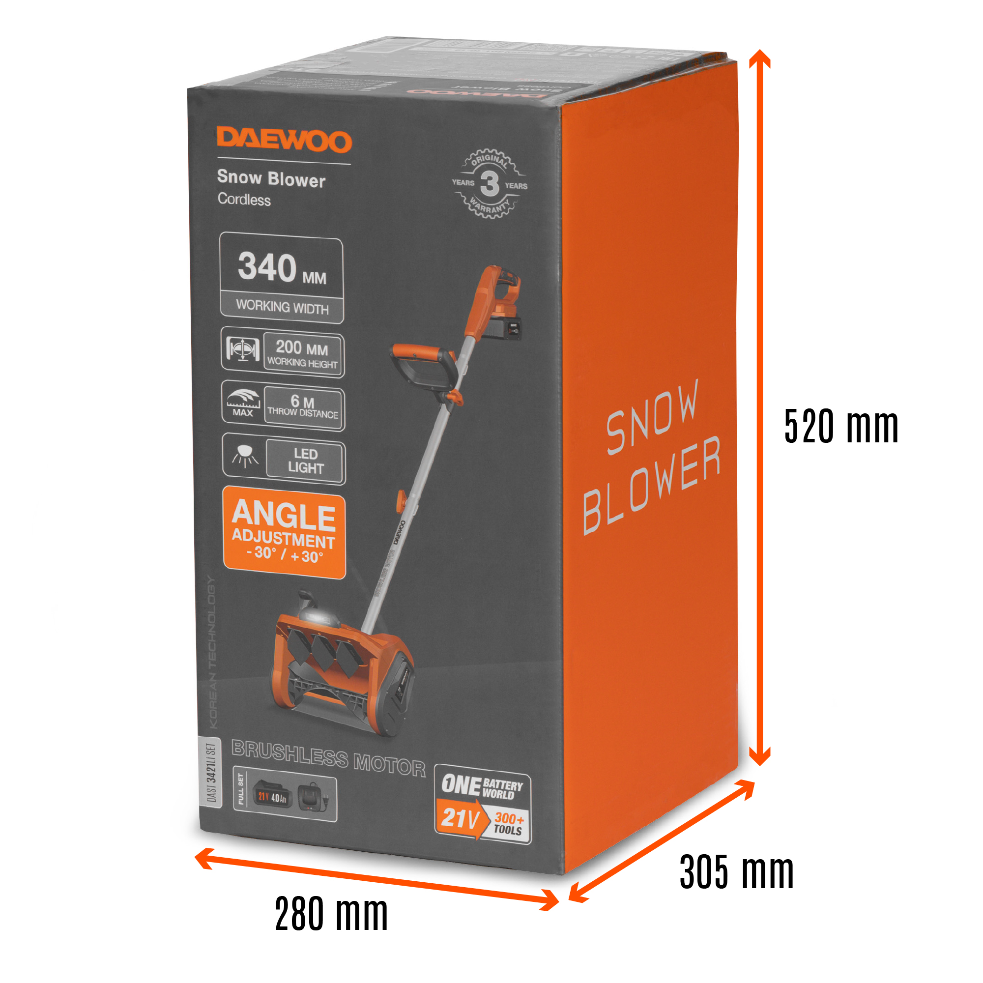 Снегоуборщик аккумуляторный DAEWOO DAST 3421LI SET