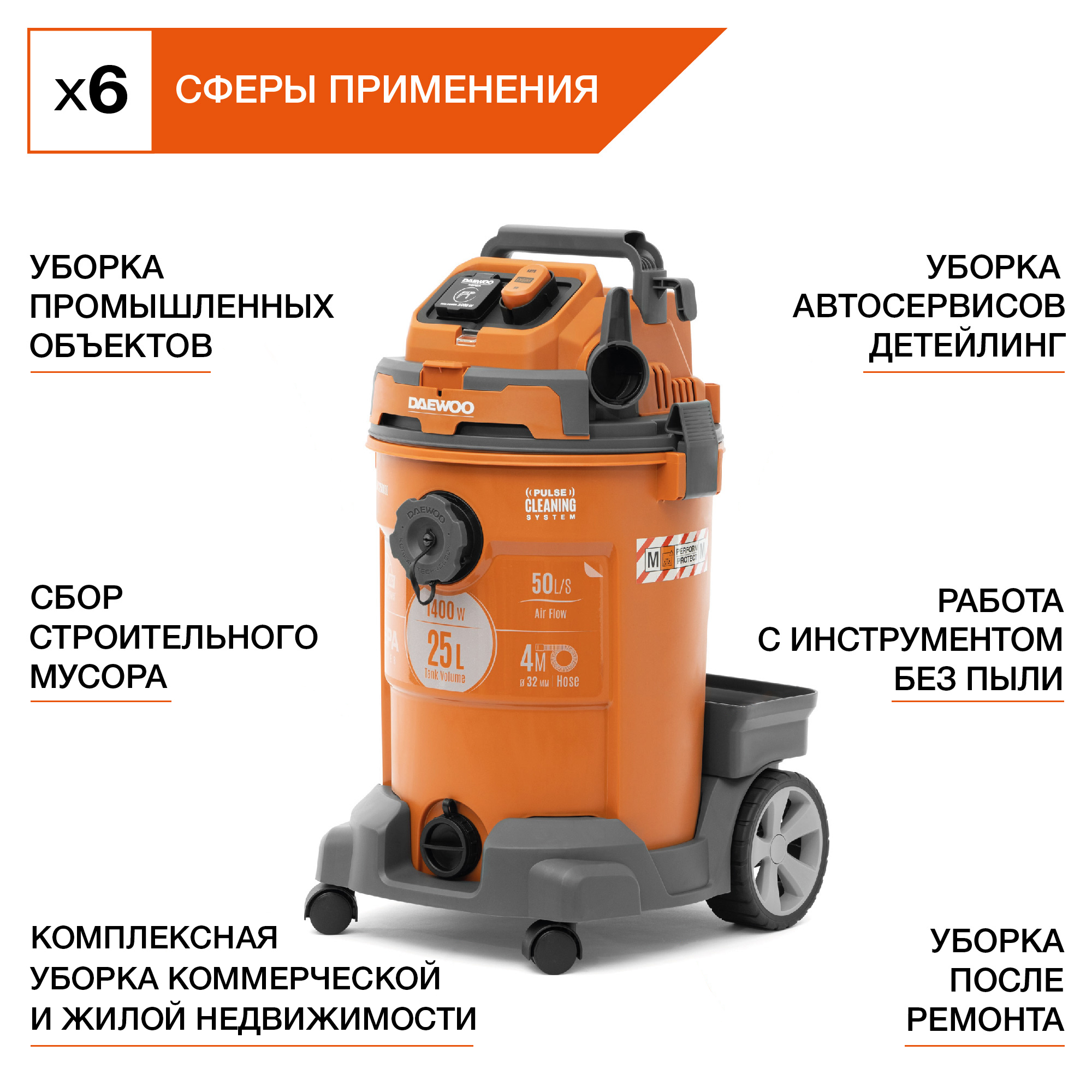 Пылесос строительный DAEWOO DAVC 2500SD