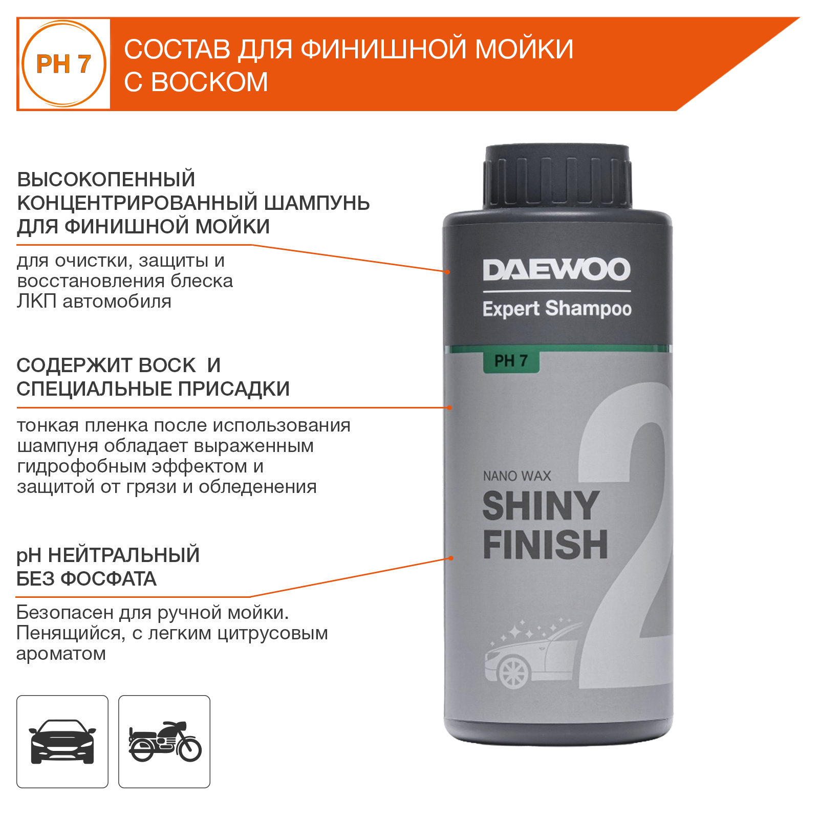 Автошампунь для бесконтактной мойки SHINY FINISH DAEWOO DAWS 210