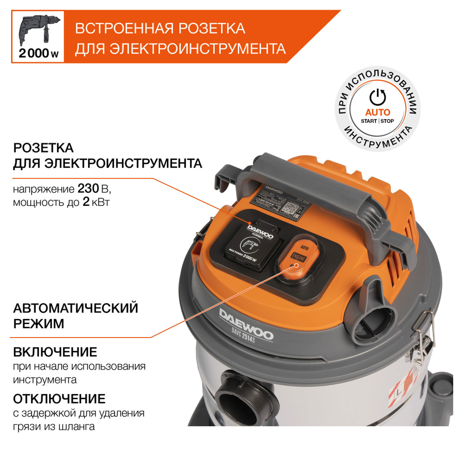 Пылесос универсальный DAEWOO DAVC 2514S