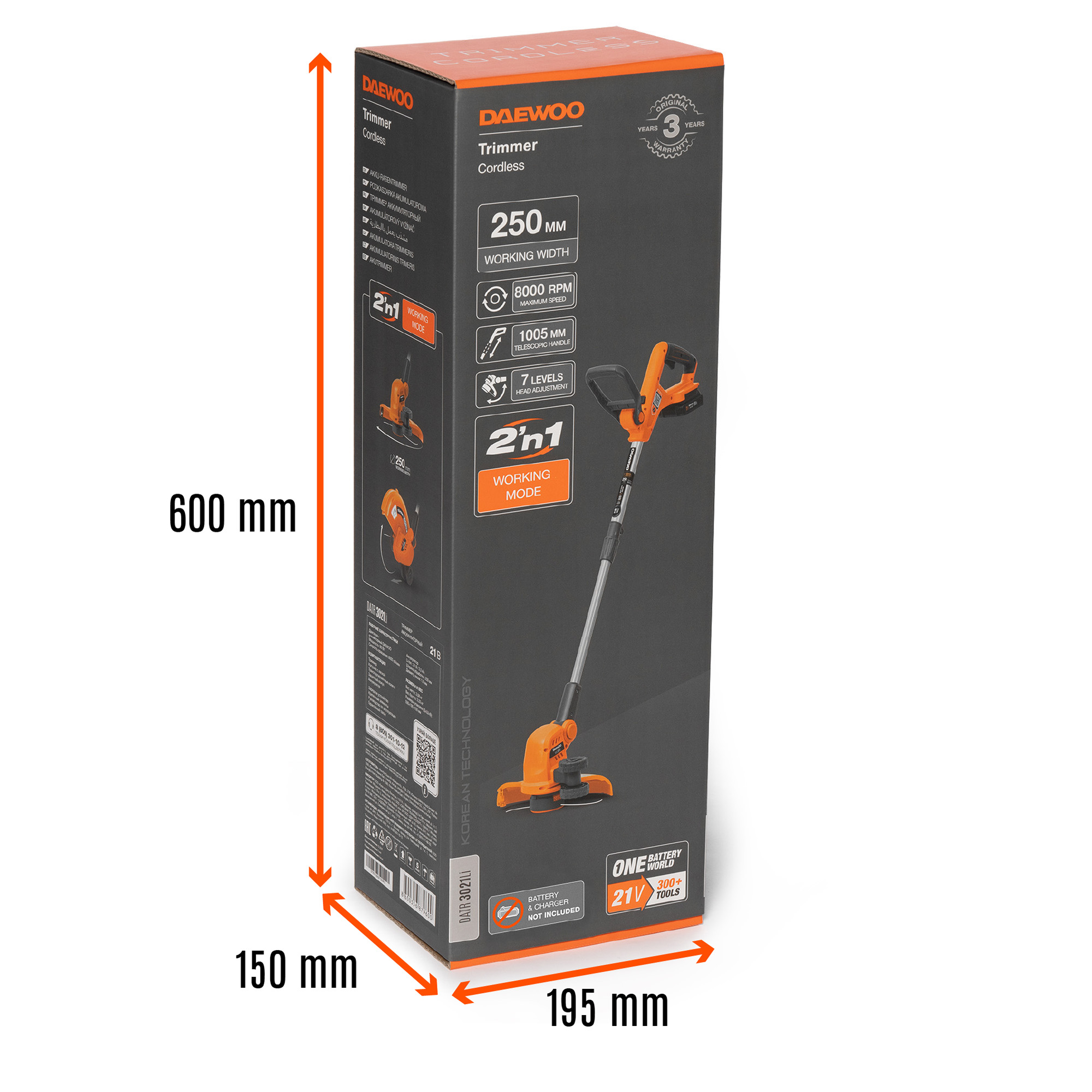 Триммер аккумуляторный DAEWOO DATR 3021Li