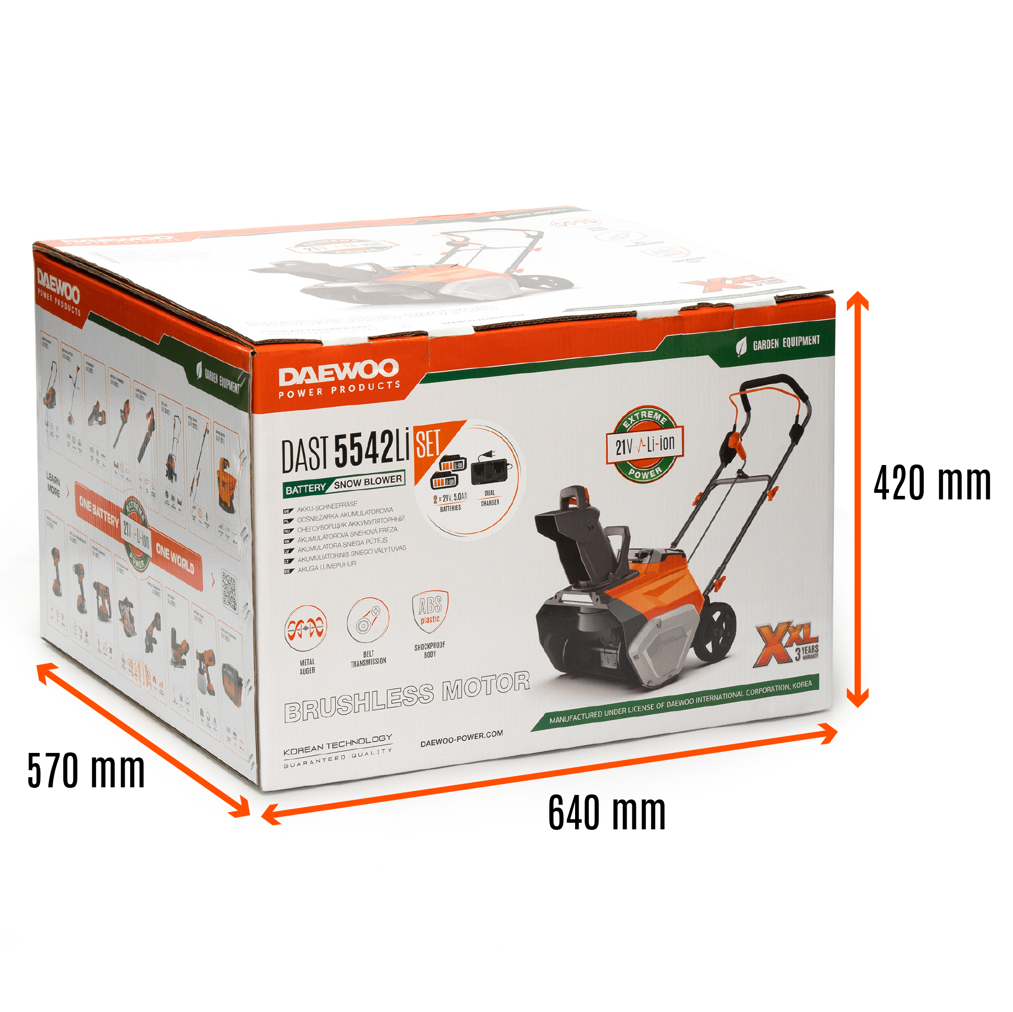 Снегоуборщик аккумуляторный DAEWOO DAST 5542Li SET