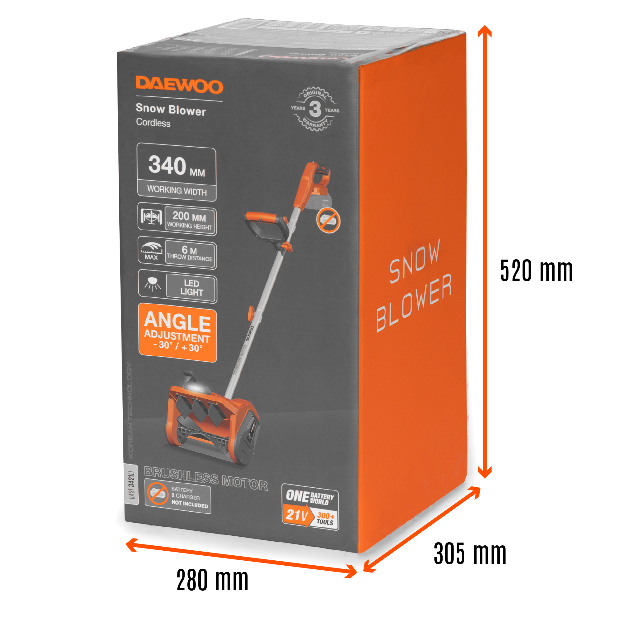 Снегоуборщик аккумуляторный DAEWOO DAST 3421LI