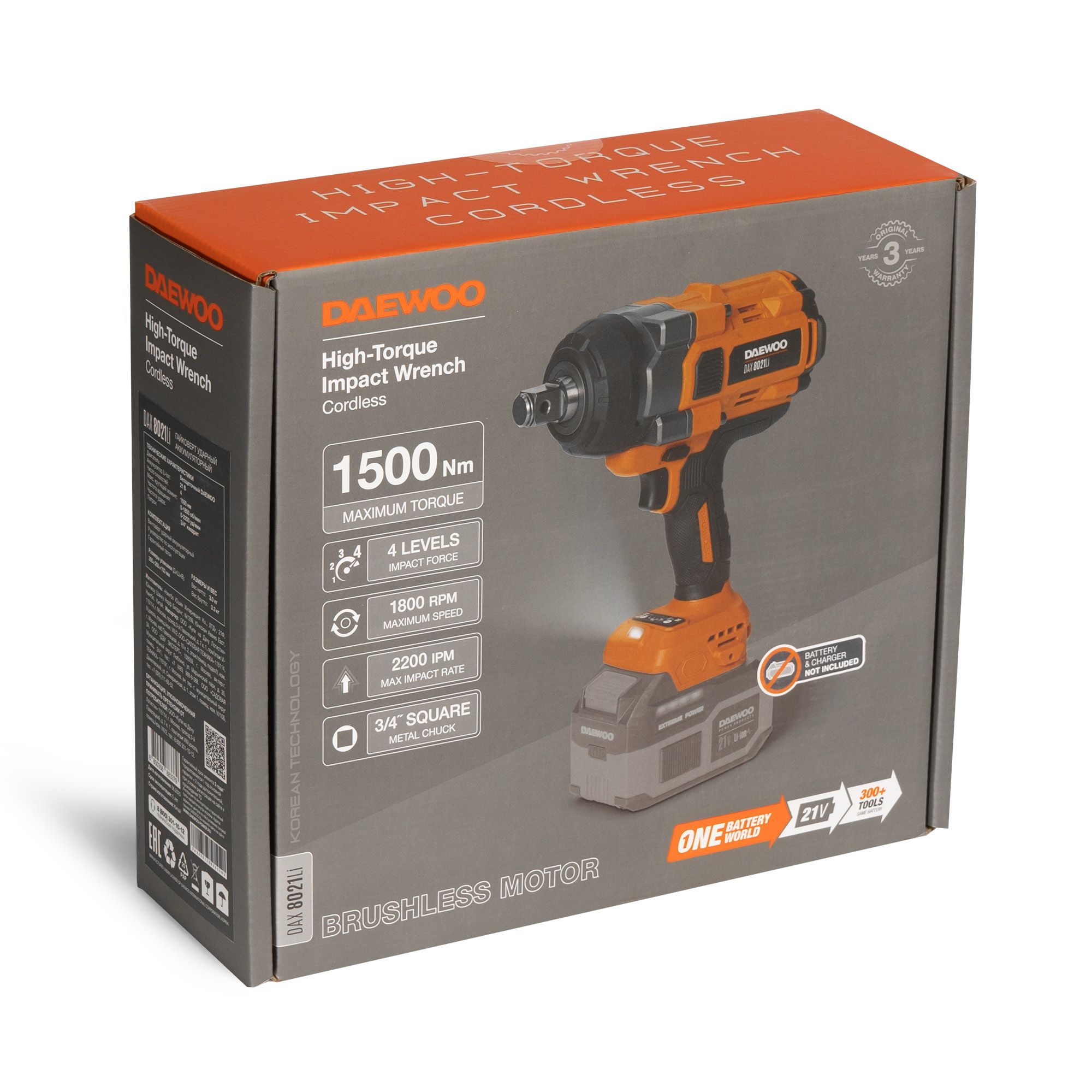 Гайковерт ударный аккумуляторный DAEWOO DAX 8021Li