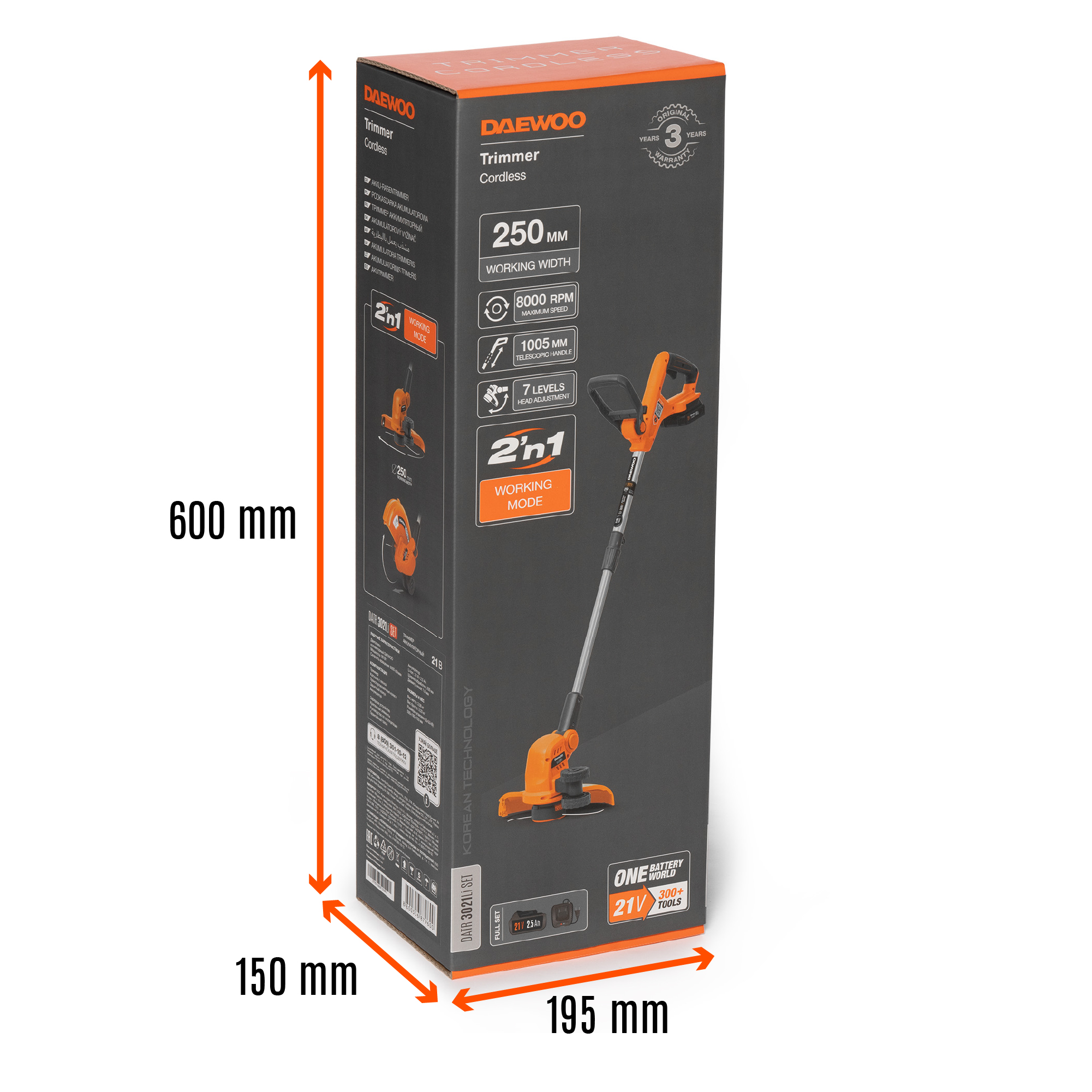 Триммер аккумуляторный DAEWOO DATR 3021Li SET