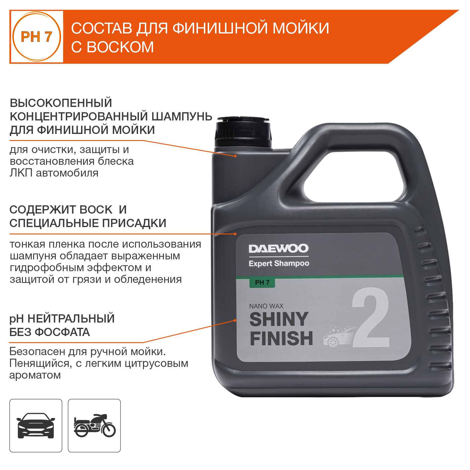 Автошампунь для бесконтактной мойки SHINY FINISH DAEWOO DAWS 240